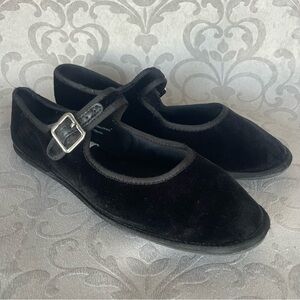 Black Velvet Aesthetic Ballerina Flats Sz 8.5
